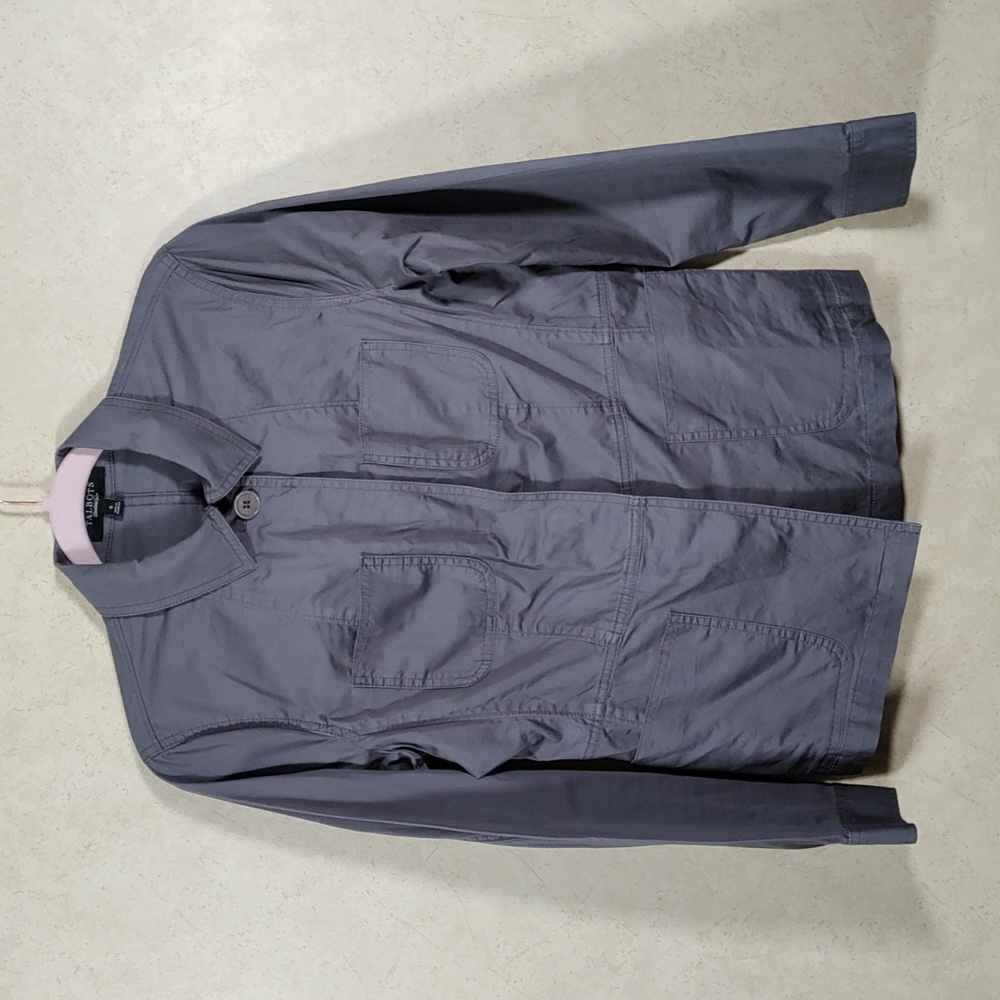 *E133 Talbots gray cotton button front jacket 6 CLEARANCE